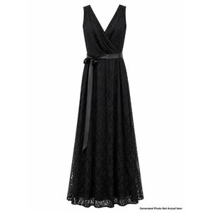 MoriLee Black Lace Formal Evening Gown Floor Length Elegant Prom Dress Size 20